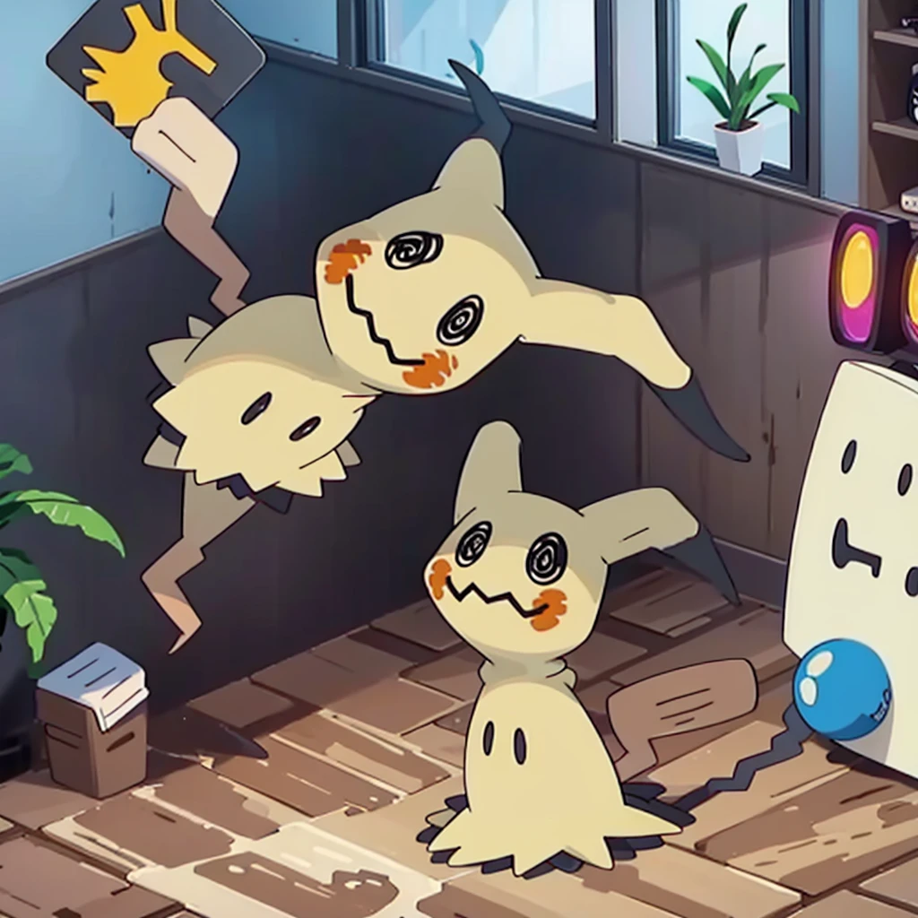 masterpiece,best quality,(Mimikyu_Pokemon),no humans,indoors,living room,