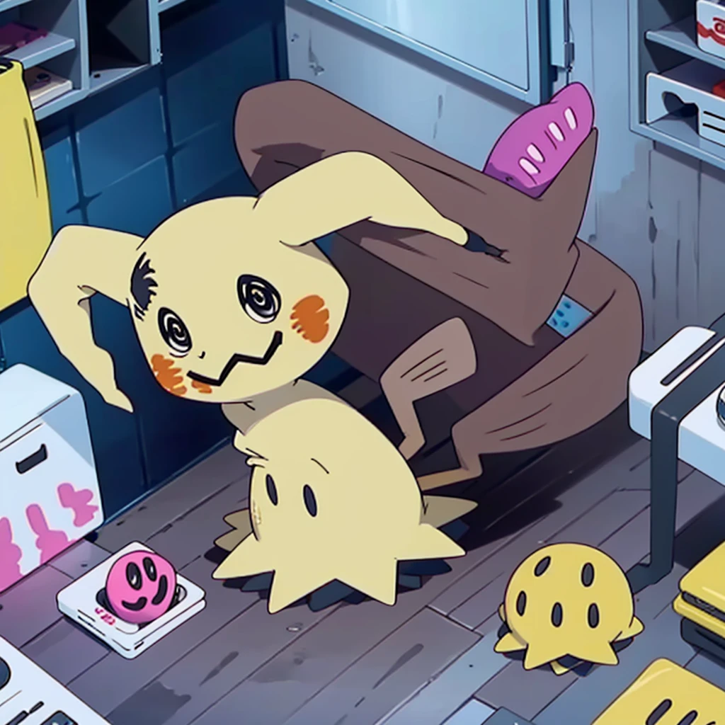 masterpiece,best quality,(Mimikyu_Pokemon),no humans,indoors,living room,