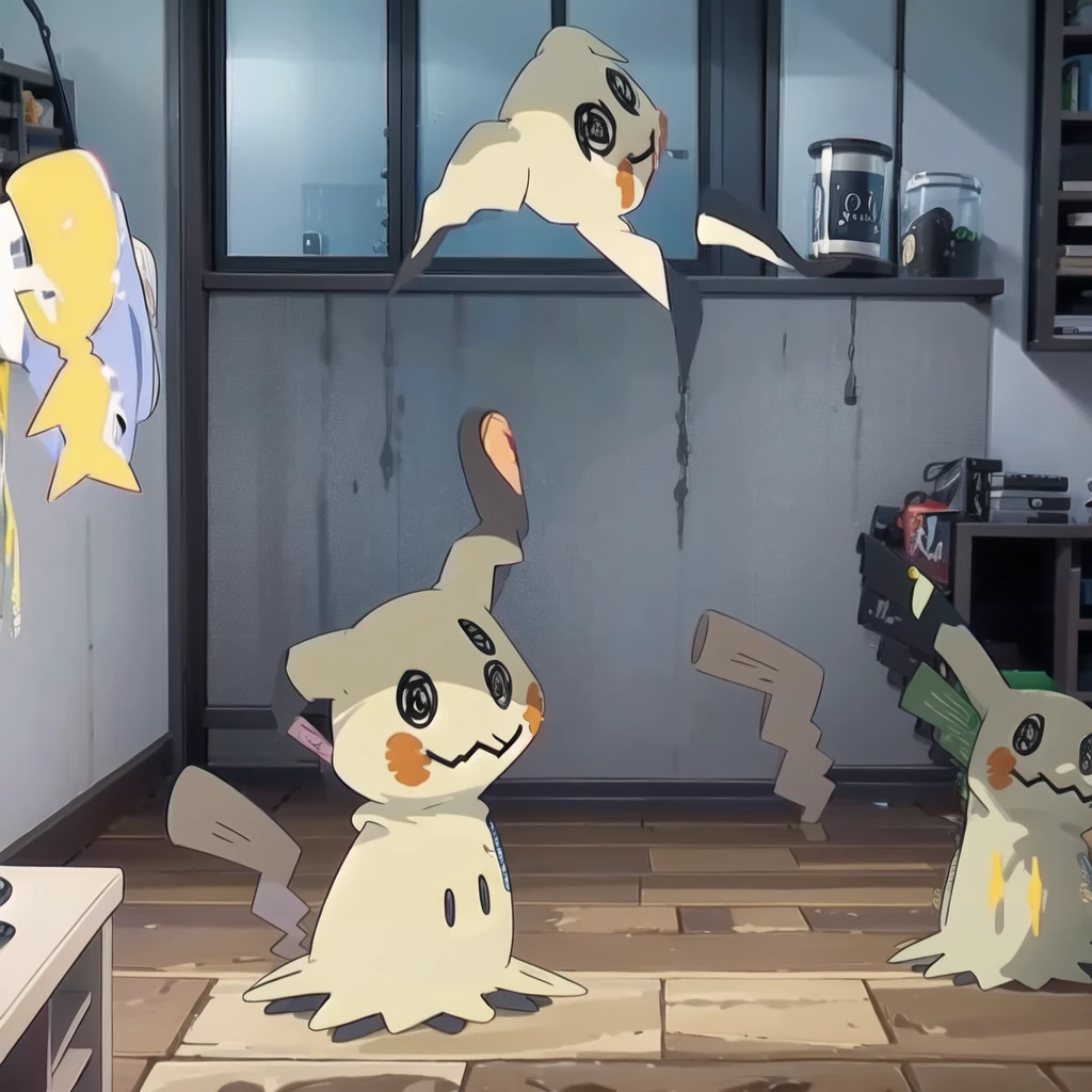 masterpiece,best quality,(Mimikyu_Pokemon),no humans,indoors,living room,