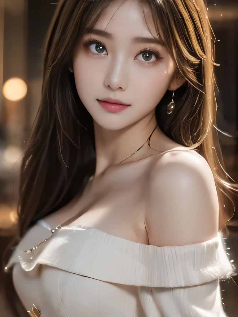 (masterpiece:1.4), (8K, Realistic, RAW Photos, Highest quality: 1.4), Japanese, (One girl), Beautiful Face, (Realistic Face:1.4), (Hair with attention to detail:1.3), Beautiful hairstyle, Realistic eyes, Beautiful attention to detail, Soft lips,Lip gloss, (Soft skin texture,Realistic Skin:1.3), Beautiful Skin, Charm, Ultra-high resolution, Ultra-realistic, Very detailed, Golden Ratio, (Detailed face:1.4), (Realistic medium sized breasts:1.4), Wearing a party dress,(Off the shoulder,No underwear:1.4), Lively_Nipples, Feel the pleasure, Walking through a first-class hotel lobby, sexy, Dynamic Pose, Cowboy Shot,