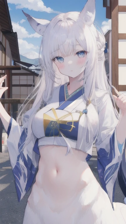 (best quality, masterpiece), 1 girl, centaur, It takes, White skin, Japanese , exposing the abdomen,belly button t-shirt, 아름다운 소녀 perfect wolf photo, perfect wolf photo