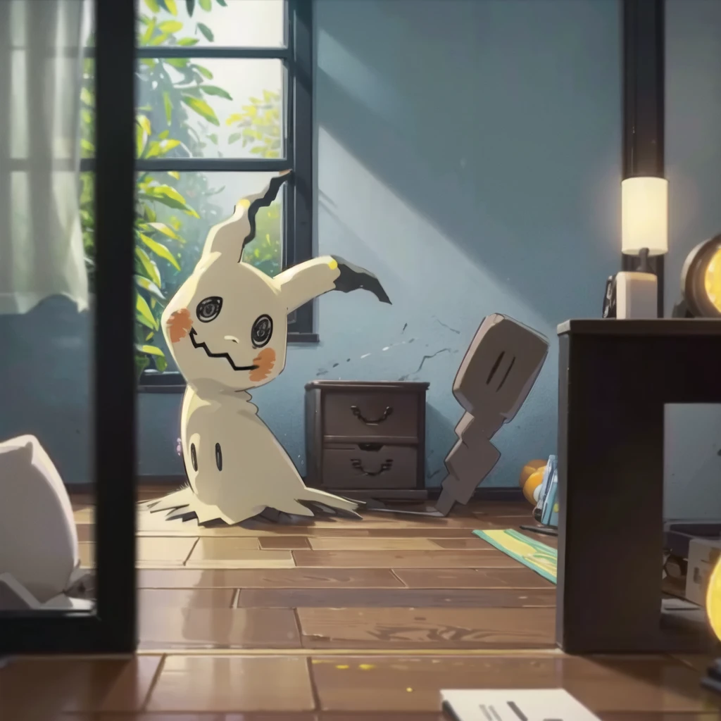 ((masterpiece,best quality)), 
Mimikyu_Pokemon,
solo, looking at viewer,
cinematic composition,
| indoors,living room, 
| bokeh, depth of field, cinematic composition