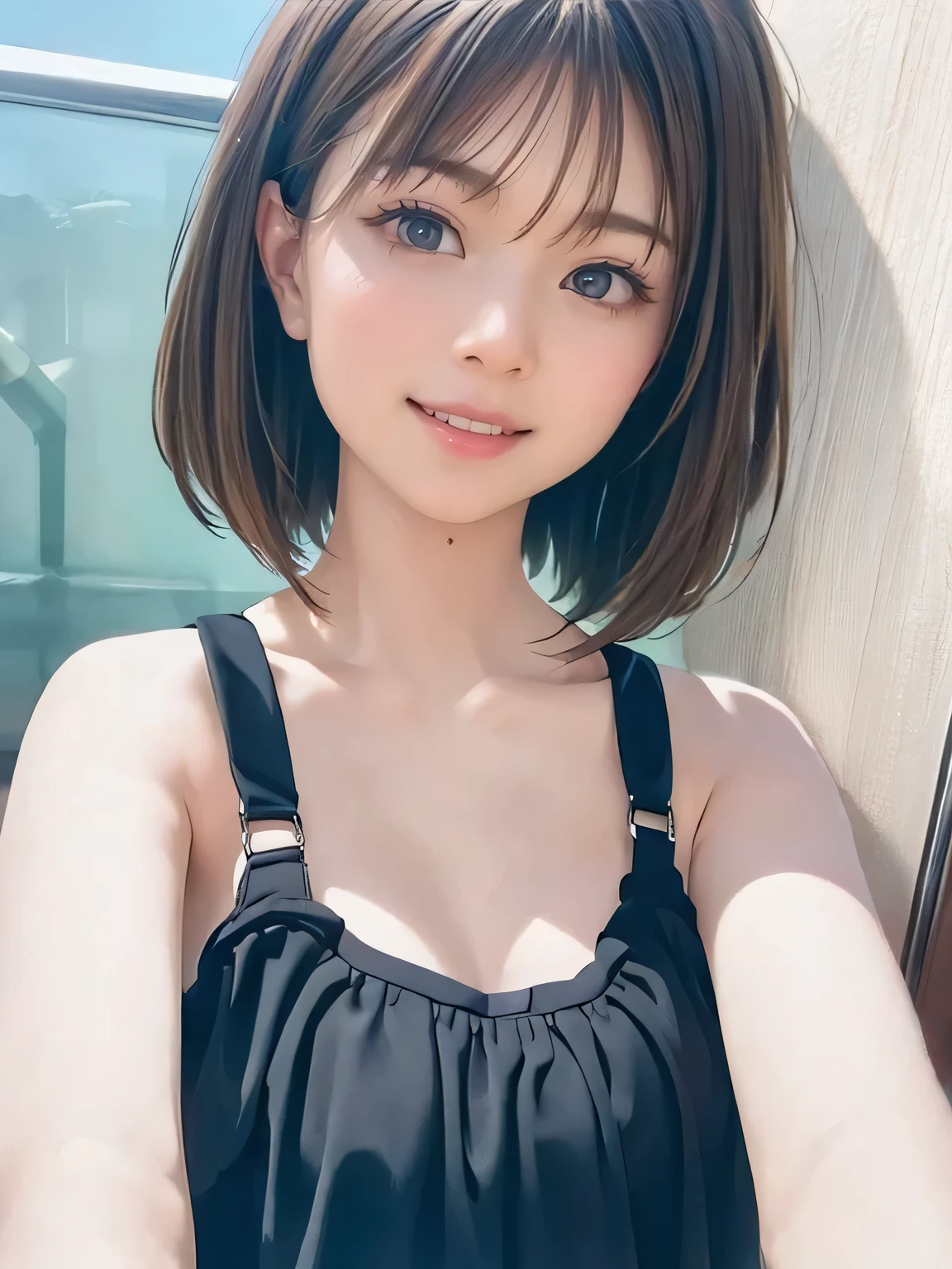 1girl, woman, 25 years old woman, girl in summer clothes, beautiful, medium breasts, flirtatious look, ((very detailed)), photorealistic image, high res, looking at viewer:1.8, (1girl eyes looking at viewer:1.55), Plain costumes, Simple Background, Emphasis on the chest, Hands behind the body, White outfit, whole body, Raise your arms and show your armpits, show your armpits, hands behind head, waki, photorealistic, (bokeh), best quality, 8k, UHD