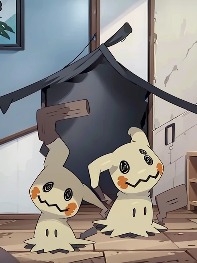 masterpiece,best quality,(Mimikyu_Pokemon),no humans,indoors,living room,