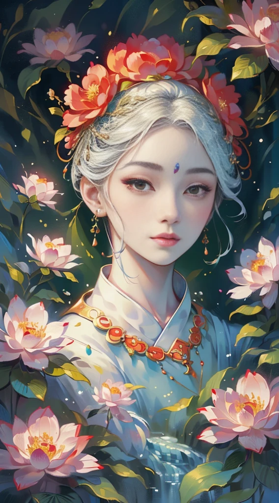 a beautiful goddess of guixiang flower, wearing a detailed ancient chinese hanfu dress, detailed jewelry, standing in a lush flower garden landscape, (best quality,4k,8k,highres,masterpiece:1.2),ultra-detailed,(realistic,photorealistic,photo-realistic:1.37),extremely detailed CG Unity 8K wallpaper, (one color:1.2),(inspiration:1.1),pure,elegant