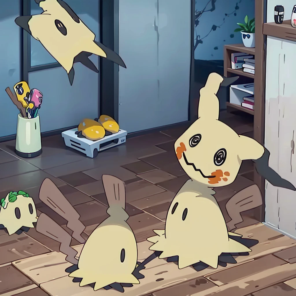 masterpiece,best quality,(Mimikyu_Pokemon),no humans,indoors,living room,