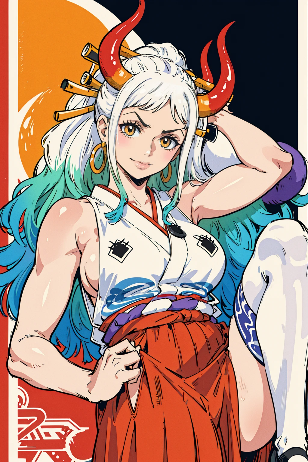 ultra realistic 8k cg, masterpiece, ((ultra detailed background, delicate pattern, intricate detail)), (highly detailed, fine details), best quality, (photorealistic:1.4),beautiful lighting, absurdres, RAW photo, film grain, ((Big breasts, Masculine girl)), Yamato, long hair, 1girl, horns, white hair, solo, oni, red horns, curled horns, hair ornament, (multicolored horns), jewelry, earrings, japanese clothes, kimono, hair stick, sleeveless, bare shoulders, aqua hair, sidelocks, hoop earrings, hakama, smile, wide smile, ((orange eyes, Masculine girl, Big breasts)), (complex detailed background, barren land, moon, portrait, close-up),a woman in a nappy plays with a dildo in her face, 1girl, mouth mask, solo, mask, phone, object insertion, v, pussy, anal, anal object insertion, holding phone, pubic hair, cellphone, thighhighs, female pubic hair, lying, black hair, smartphone, shoes, on back, white thighhighs, sex toy, stuffed toy, anus, holding, selfie, feet, looking at viewer