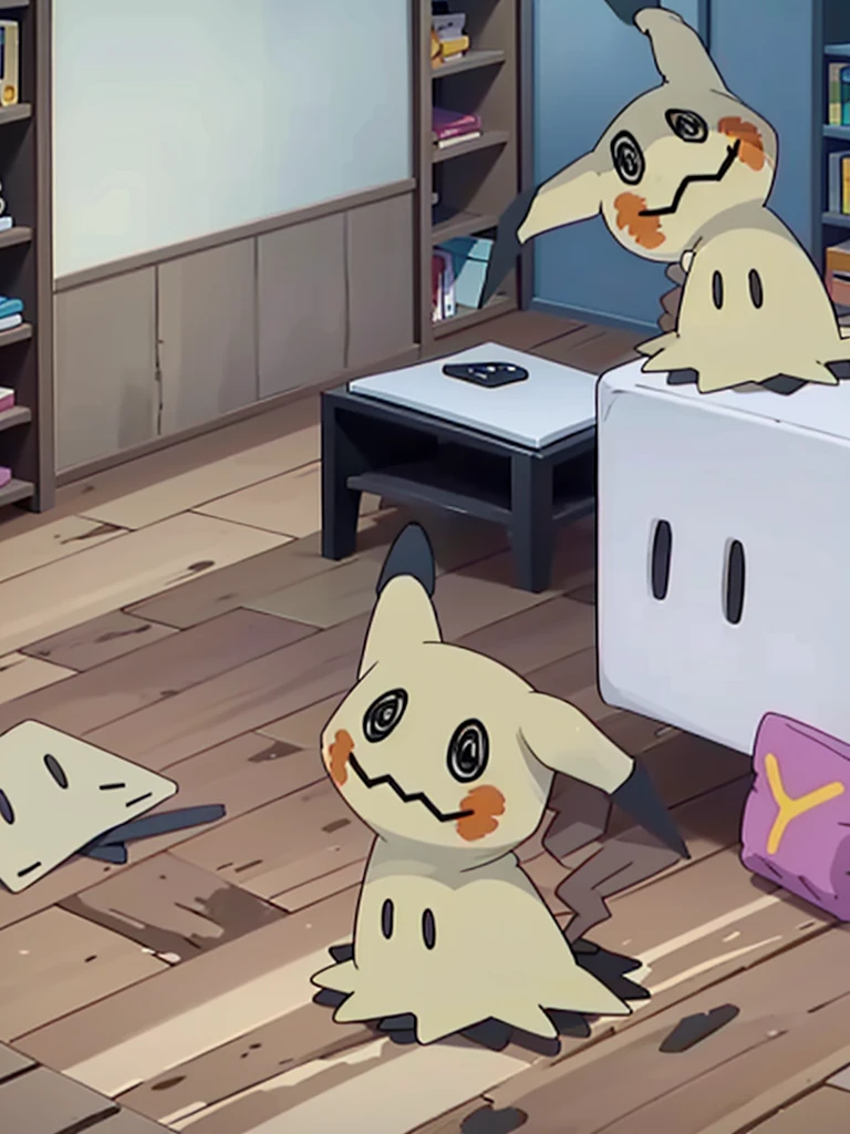 masterpiece,best quality,(Mimikyu_Pokemon),no humans,indoors,living room,