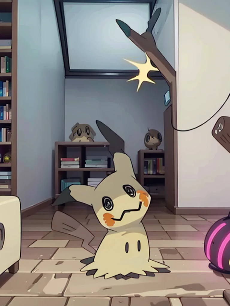 masterpiece,best quality,(Mimikyu_Pokemon),no humans,indoors,living room,
