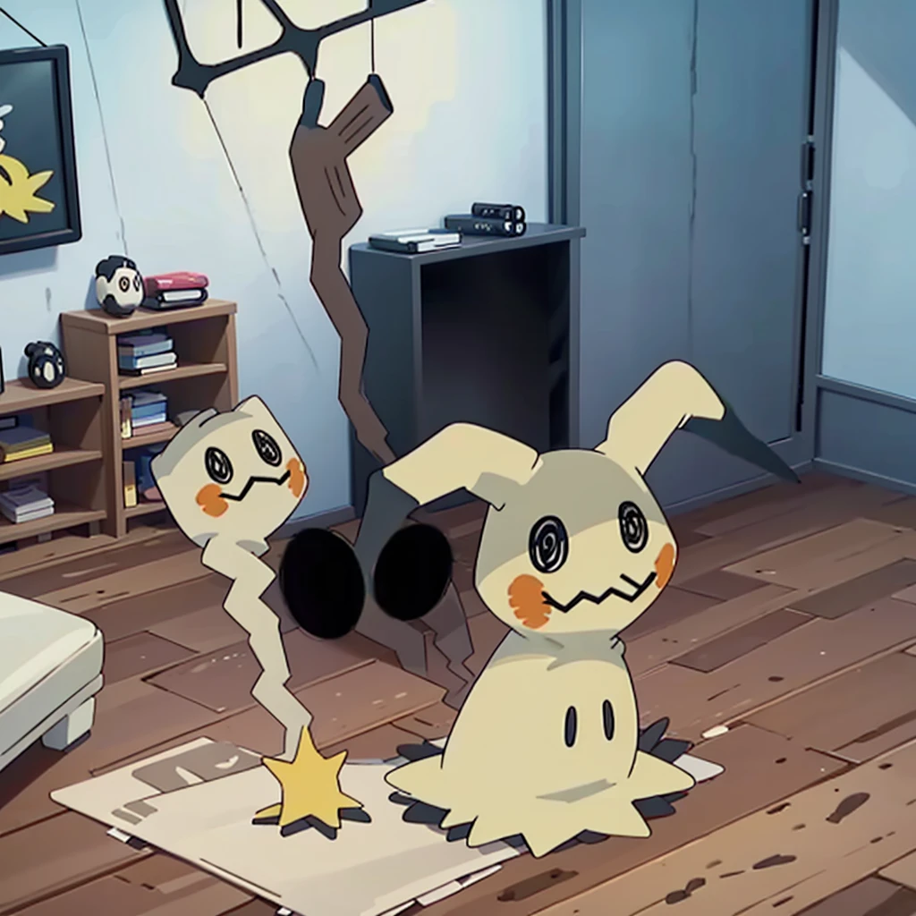 masterpiece,best quality,(Mimikyu_Pokemon),no humans,indoors,living room,