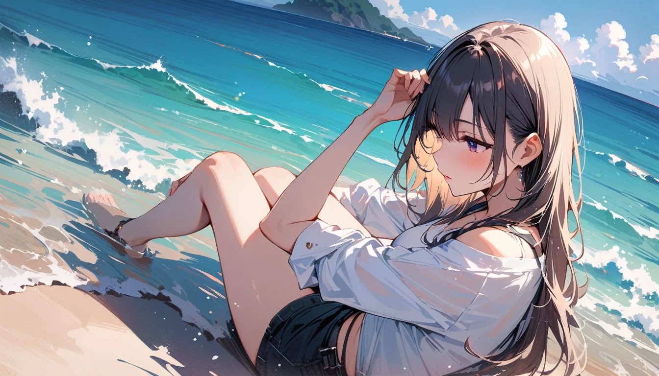 (masterpiece, Highest quality:1.2), 1 Girl, alone,Eyes open,relaxing,Tropical atmosphere,Ocean