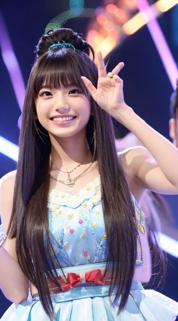 Idol　smile　Japanese　Long Hair　charm　dance　boost mood　Raise your hand