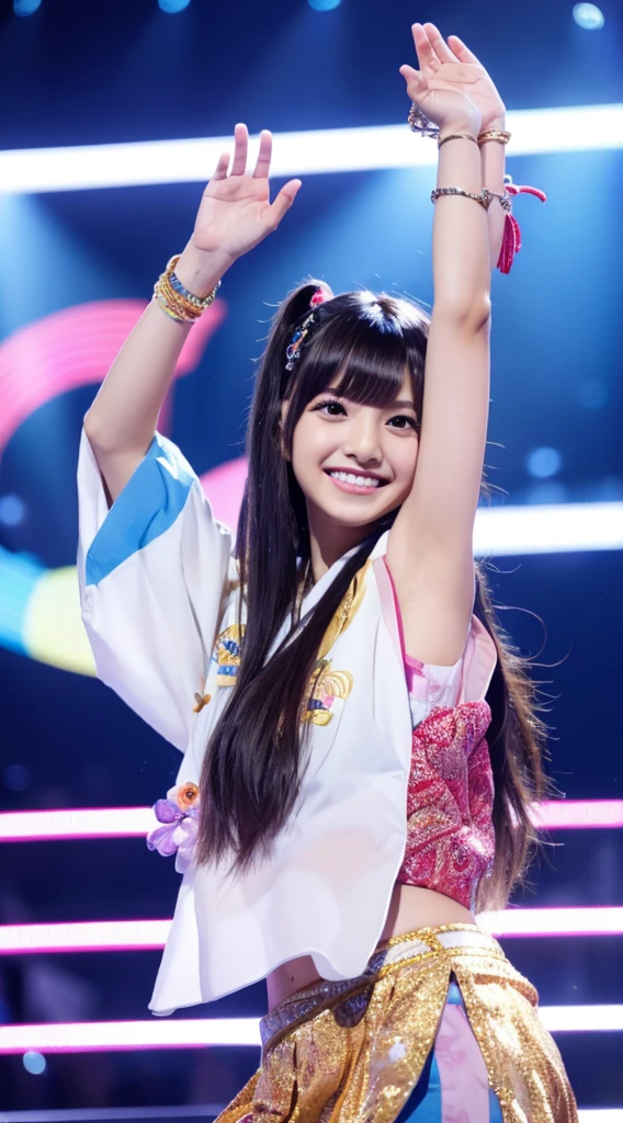 Idol　smile　Japanese　Long Hair　charm　dance　boost mood　Raise your hand
