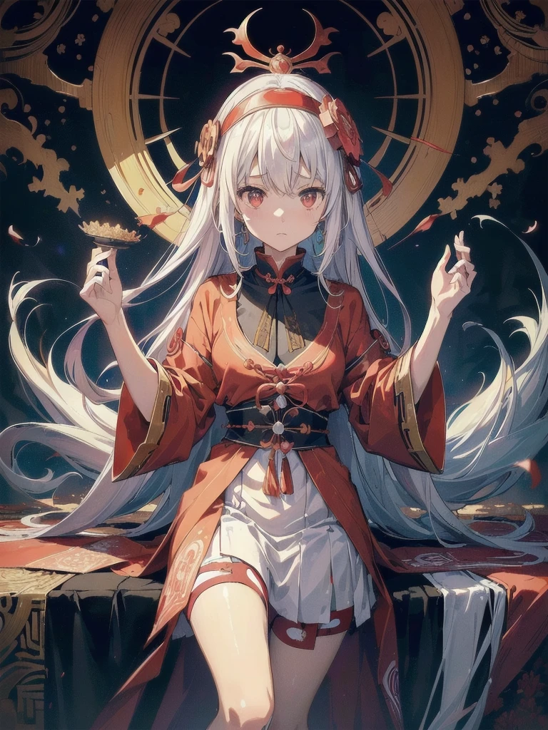 (masutepiece, of the highest quality, Best Quality, official arts, Beautiful and aesthetic:1.2), (1girl in:1.3), (s fractal art:1.3),ritualistic、Birth、Face concealment、mask、Daoism、curse、curse、apparition、Complaining、ghosts、Creepy Exorcism Tag