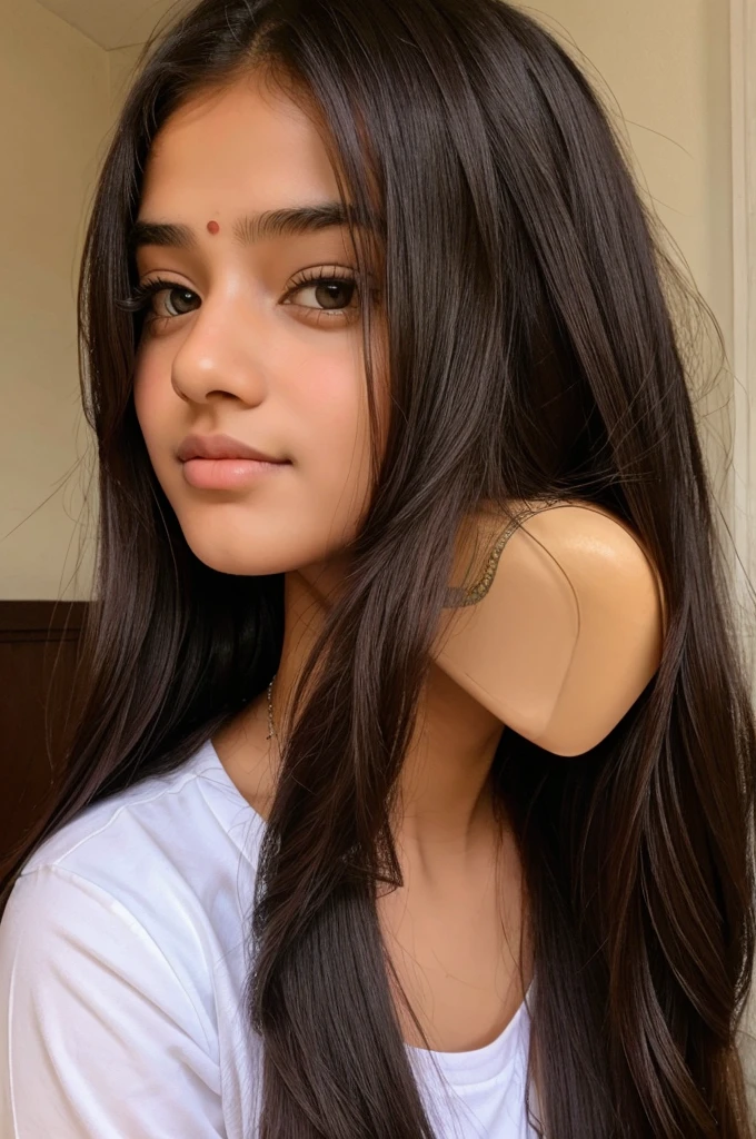 18 year old Indian homily girls with long hair and cute face 
