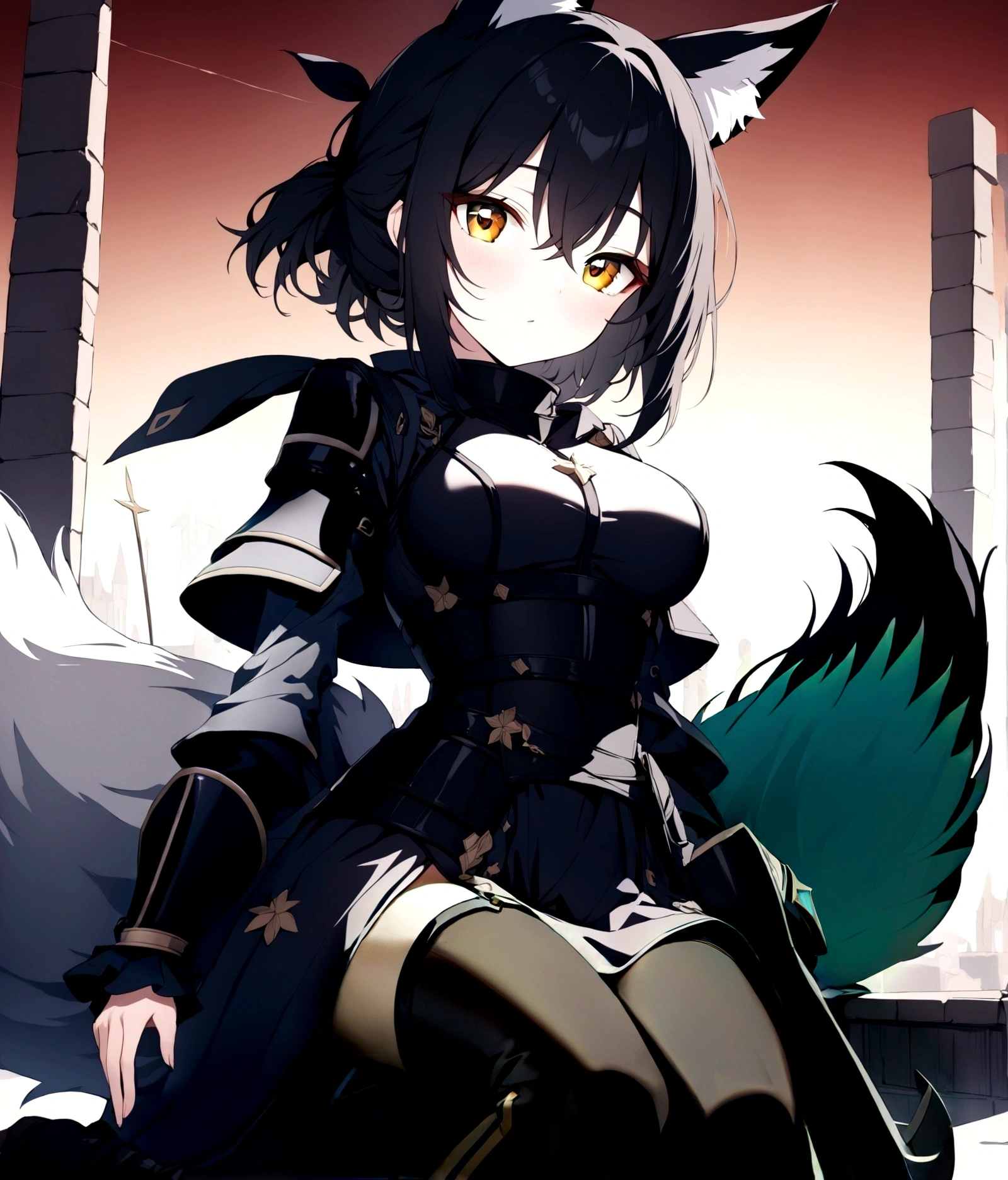 black fox fluffly tail
