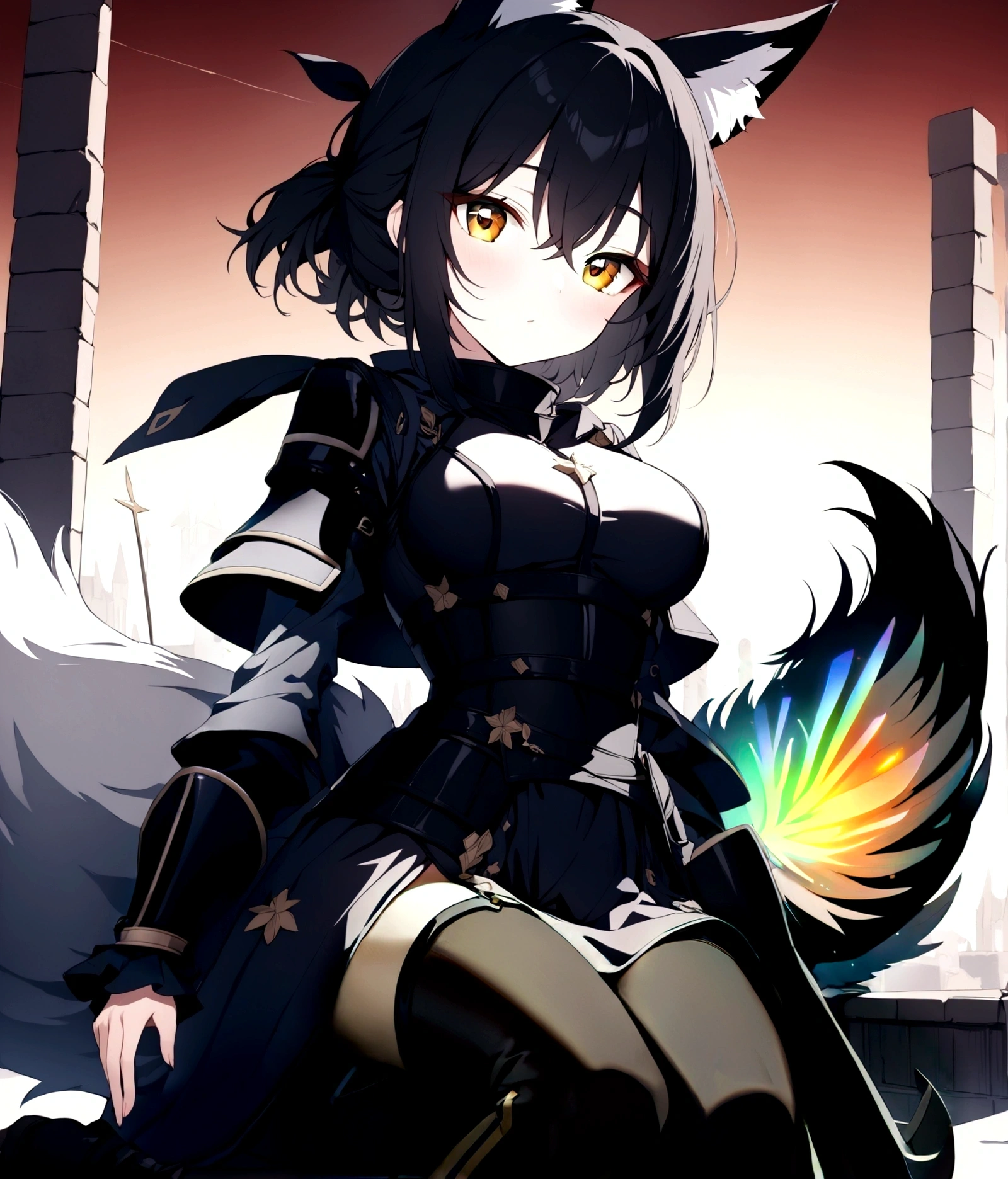 black fox fluffly tail