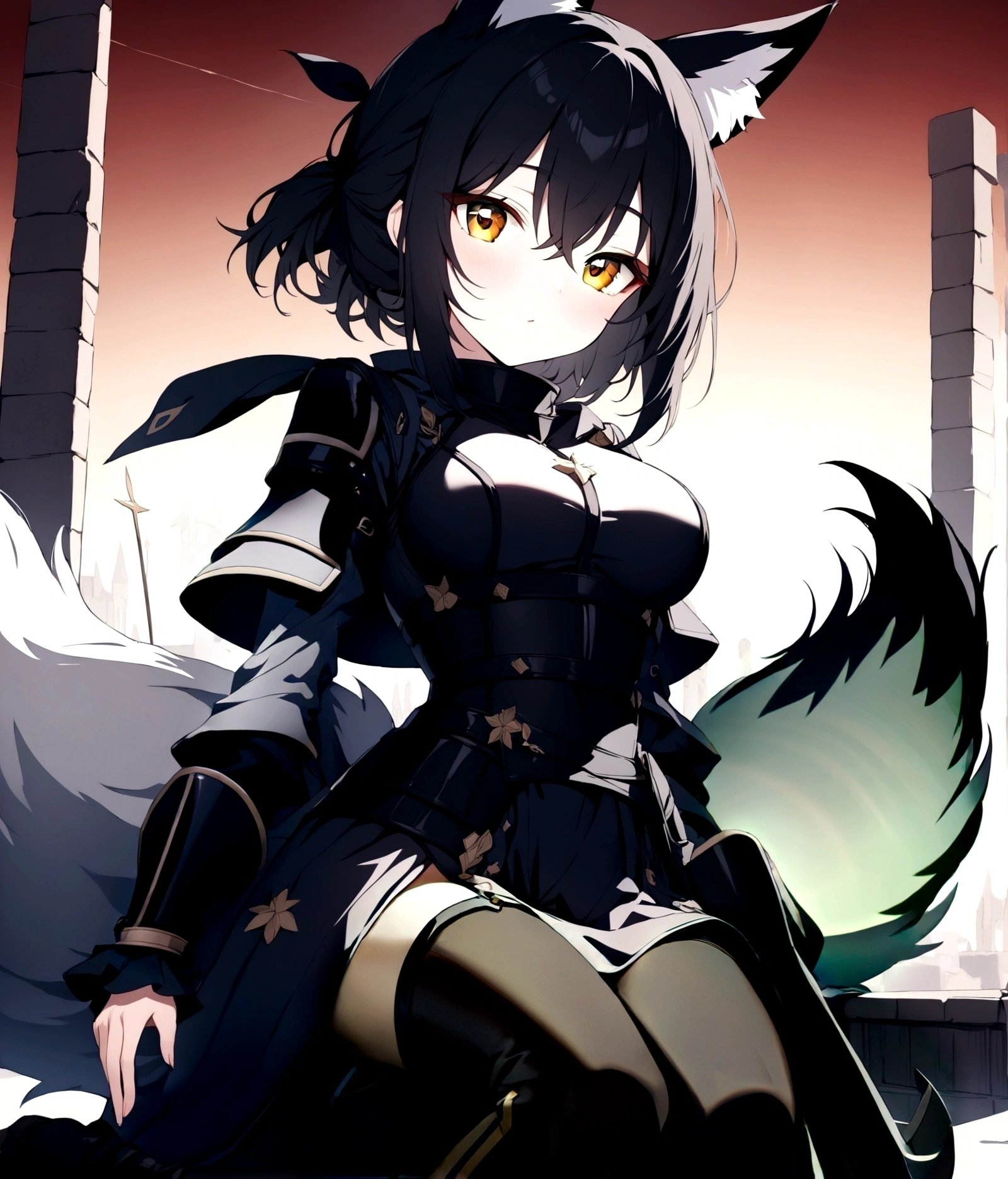 black fox fluffly tail