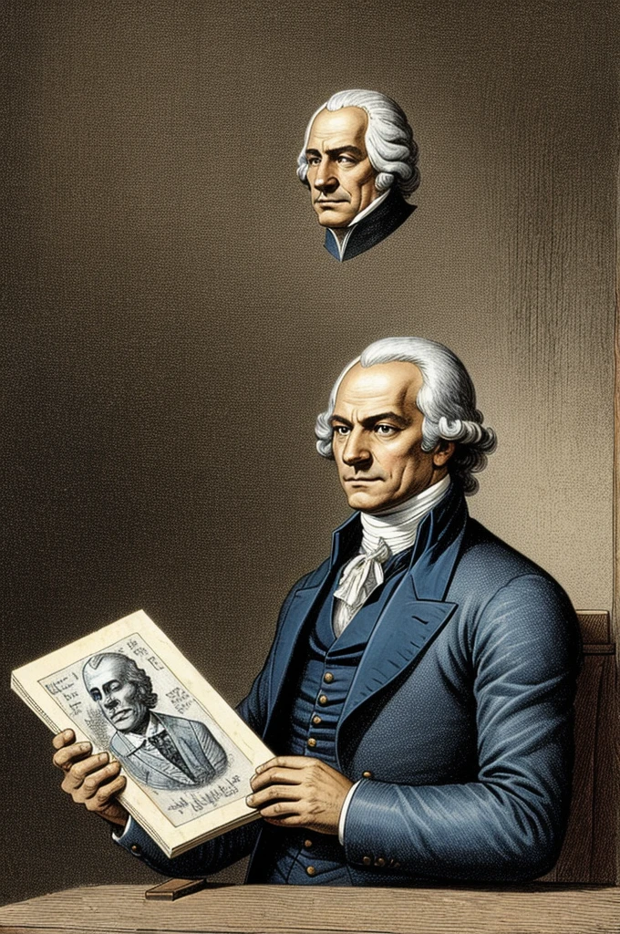 Robespierre on the guillotine with the head of the Mexican cartoonist EL Fisgón Barajas