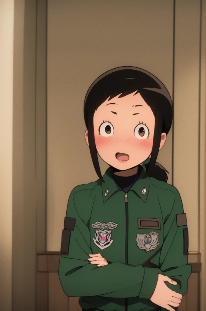 Amakasu Hisone, Blushing, Open mouth, Military uniform