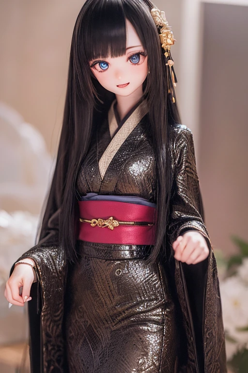 (SFW:2), photorealistic, realistic photo, ((highest quality)), ((masterpiece)), ((extremely detailed)), kukolnydom, doll, (mature woman, 20yo, 20 years old:1.6), solo, ((cowboy shot, standing
, skinny, slender, slim, kimono, obi, hair ornament)), green eyes, smile, parted lips, (black hair, long hair, looking at another, gradient eyes, shining eyes, detailed eyes, detailed clothes:1.3), Japanese garden, 8k