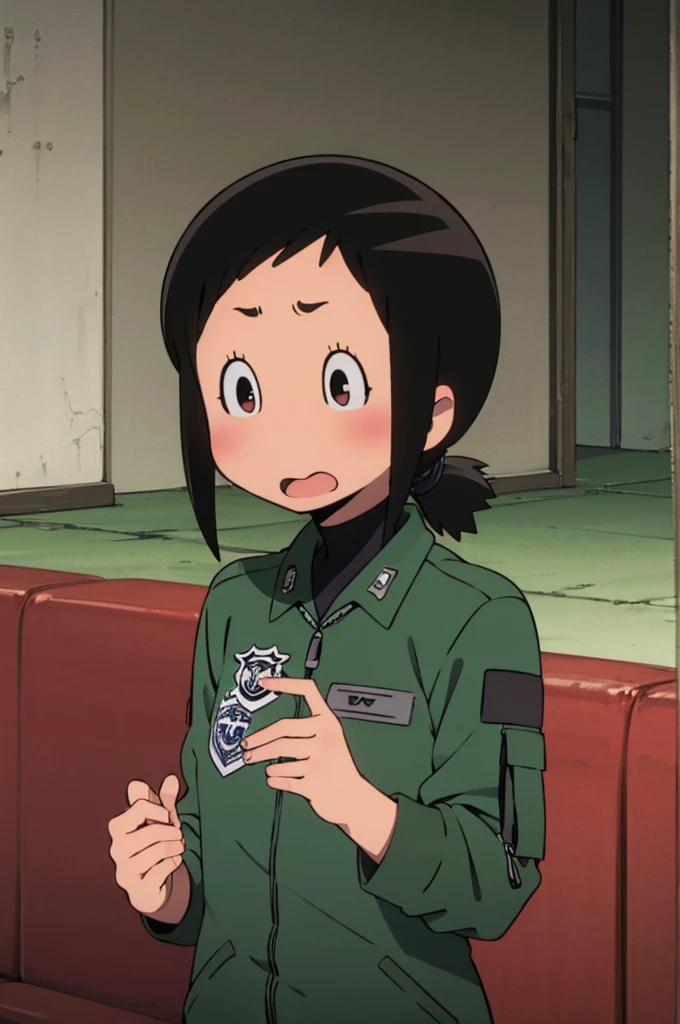 Amakasu Hisone, Blushing, Open mouth, Military uniform