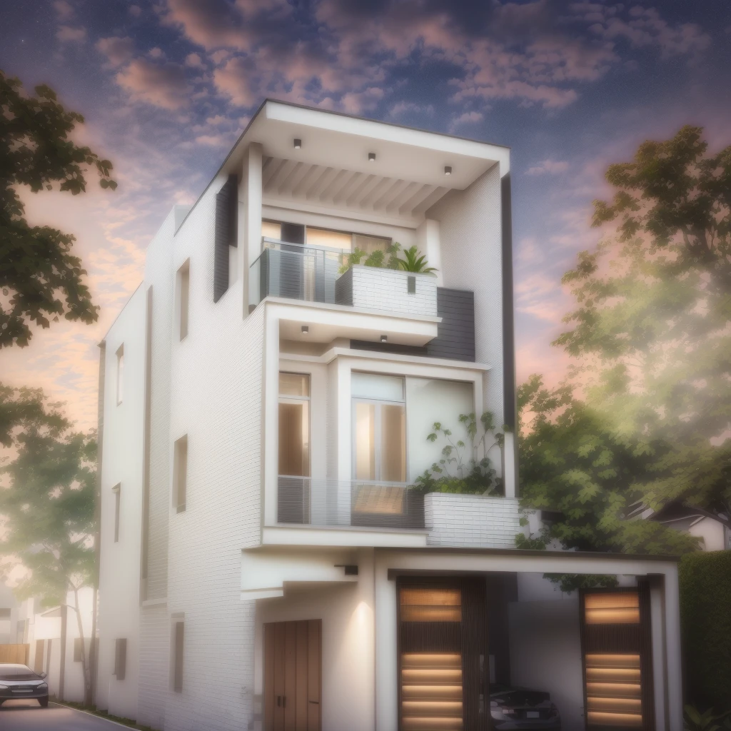 a rendering of a modern house with a lot of windows, exterior design, inter dimensional villa, precise architectural rendering, architectural rendering, beautiful rendering, contemporary house, modern architecture design, concept house, complete house, beautiful 3 d rendering, high quality rendering, beautiful artist rendering, architecture design, realistic architecture, rendering, 3d rendering!, exterior view, 3 d rendering,The ceiling is covered with wood-imitation plastic,