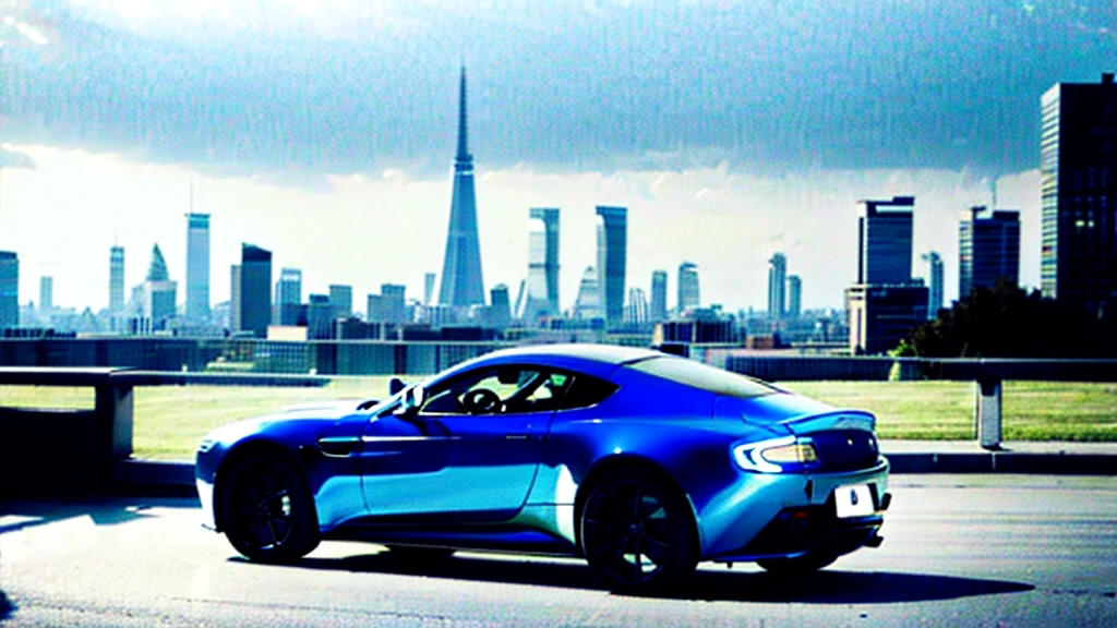 Aston Martin Vantage, sleek and elegant,
deep blue exterior, parked in front of a modern building,
city skyline in the background,
luxurious and sophisticated, --ar 3:4