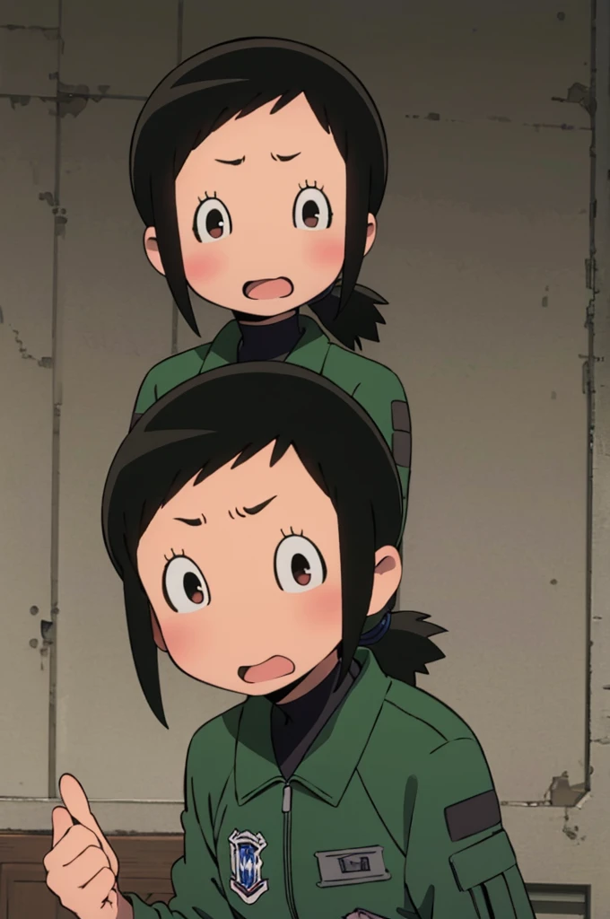 Amakasu Hisone, Blushing, Open mouth, Military uniform