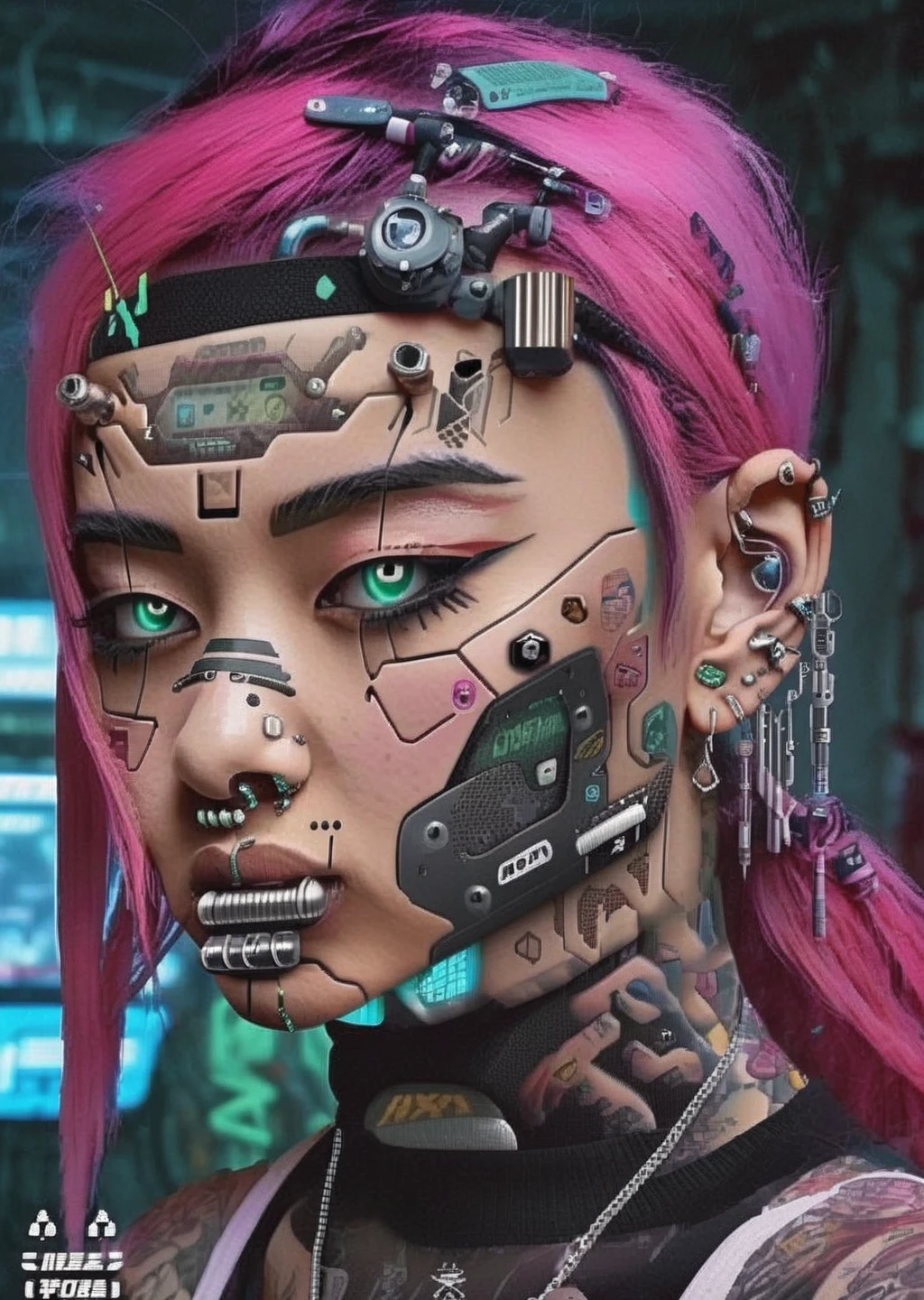 Woman with face piercing , Cyberpunk Style