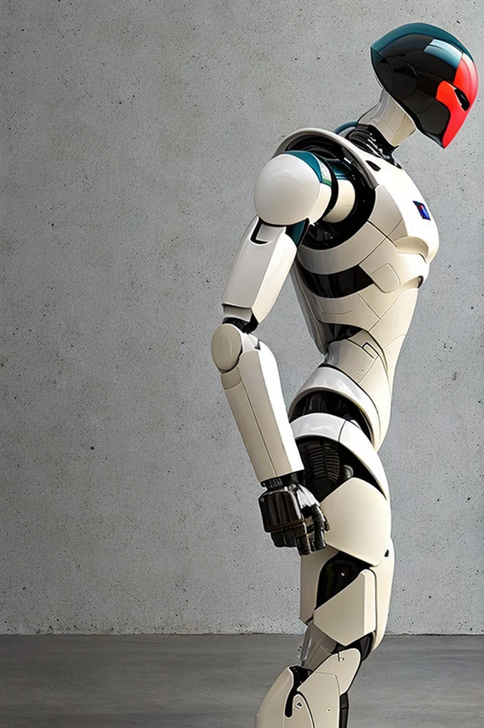 A stunning digital art piece on a flawless white background. The focal point is a smooth, stylish robot with soft edges, expertly crafted in a gentle and aesthetically pleasing manner. The robot stands in a superhero pose, exhibiting its human-like figure. A large screen is located on the robot's body, displaying a lock. The color palette primarily features shades of white, light blue, and soft pastel tones, creating a harmonious and visually appealing atmosphere.