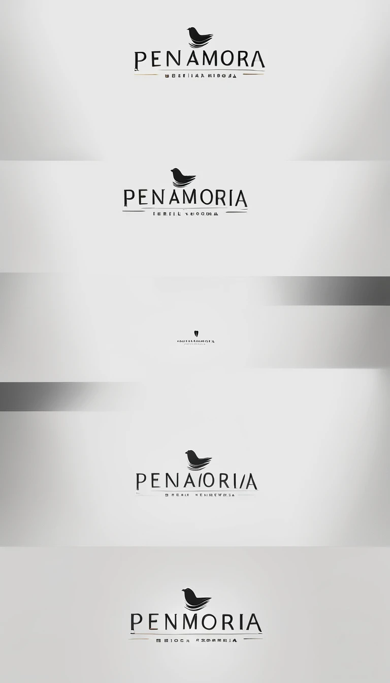 A minimal, modern, simple, cinematic logo design for the brand “Penamemoria". Create a modern, minimalistic, high-quality, logo of a feather-bird