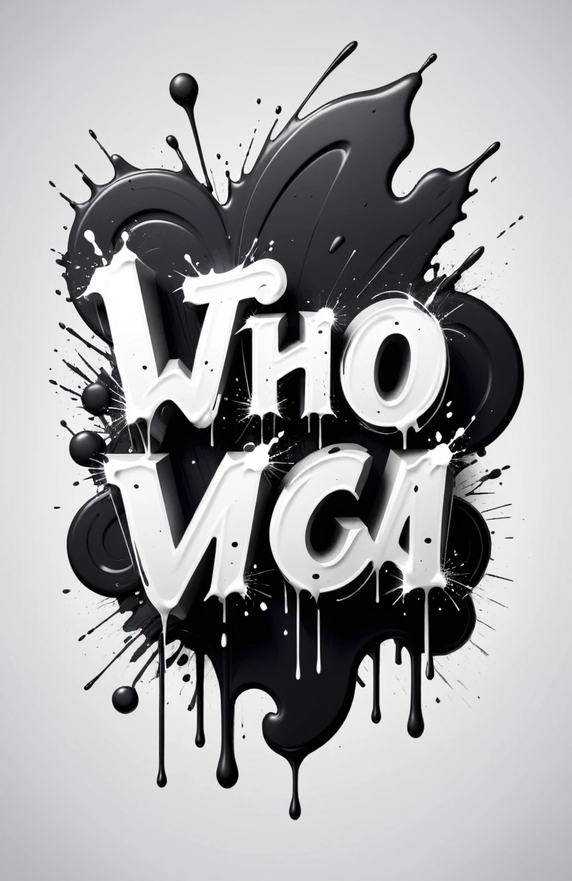 a hip-hop street style text logo with the following specifications:
Background: Black
Text Color: White
Reference Image:https://i.pinimg.com/564x/91/3d/31/913d319dfc767f2d8ffff1aed08a9466.jpg,
Text: "VIGO JON LAURENCE NEW BRAND coming soon"
Style: Bold, graffiti-inspired font, with a strong, urban feel
Details: Include elements like splatters, drips, and urban textures to enhance the street style
Composition: Centralized text, with dynamic and edgy design elements around the text,text logo, Create a realistic font design that mimics the fluidity and elegance of calligraphy, incorporating subtle ink splatter effects and varying line weights to emulate the traditional calligraphic style, using a high-resolution DSLR camera to capture the sharpness of each character.