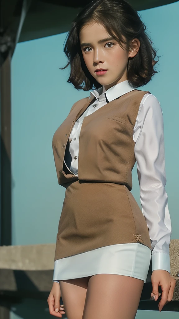 masterpiece, best quality,realstic,photorealstic,very detailed,ultra deailed,detailed Lora,highres,detailed face,perfect face,detailed eyes,perfect eyes,expressive eyes,perfect anatomy,
1 girl,solo,ANNIE,short hair,black hair,black eyes,white shirt,brown vest,brown mini skirt,large breast,nallow waist,cowboy shot,