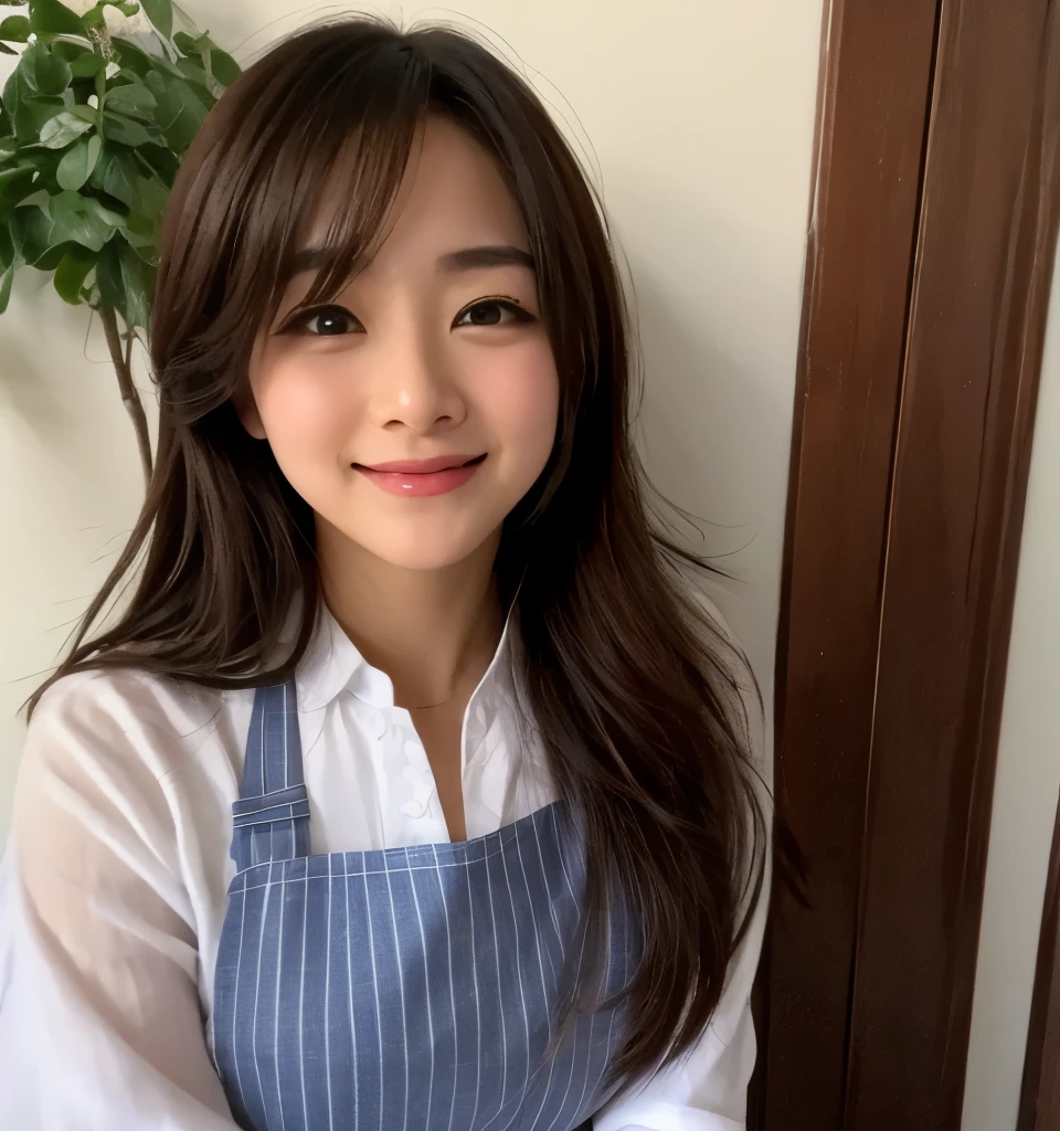Wearing an apron