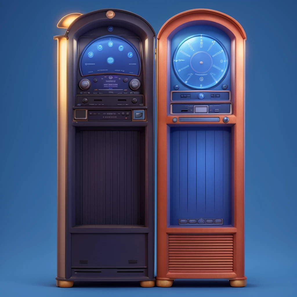 A jukebox in a blue background