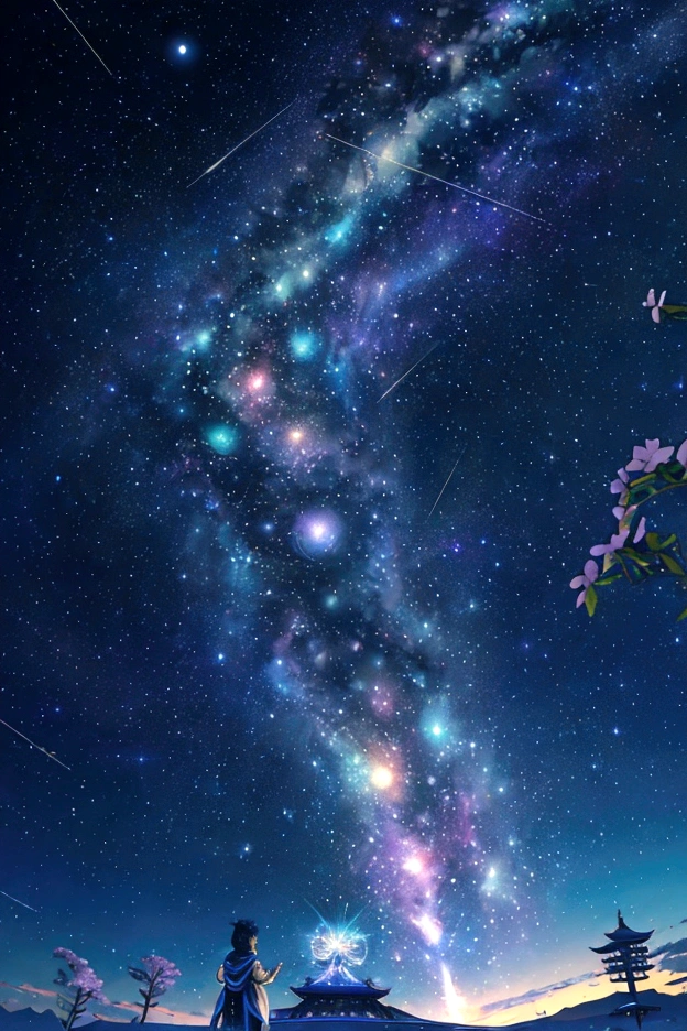 Iridescent幻想的なNight Sky、constellation, Iridescentconstellation、Iridescent空包み込まれそうな瞬間,Astronomical observation、Planetarium、Meteors、colorful,美しいconstellation、Three-dimensional,wonderful景色,Night Sky,An atmosphere full of dreams and hope,masterpiece.16K, Ultra-high resolution, to be born,wonderful ,future、Iridescent、The world 30 years from now。
