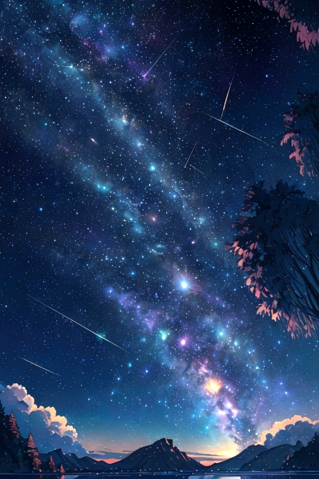 Iridescent幻想的なNight Sky、constellation, Iridescentconstellation、Iridescent空包み込まれそうな瞬間，Astronomical observation、Planetarium、Meteors、colorful，美しいconstellation、Three-dimensional，wonderful景色，Night Sky，An atmosphere full of dreams and hope，masterpiece．16K, Ultra-high resolution, to be born,wonderful ,future、Iridescent、The world 30 years from now。