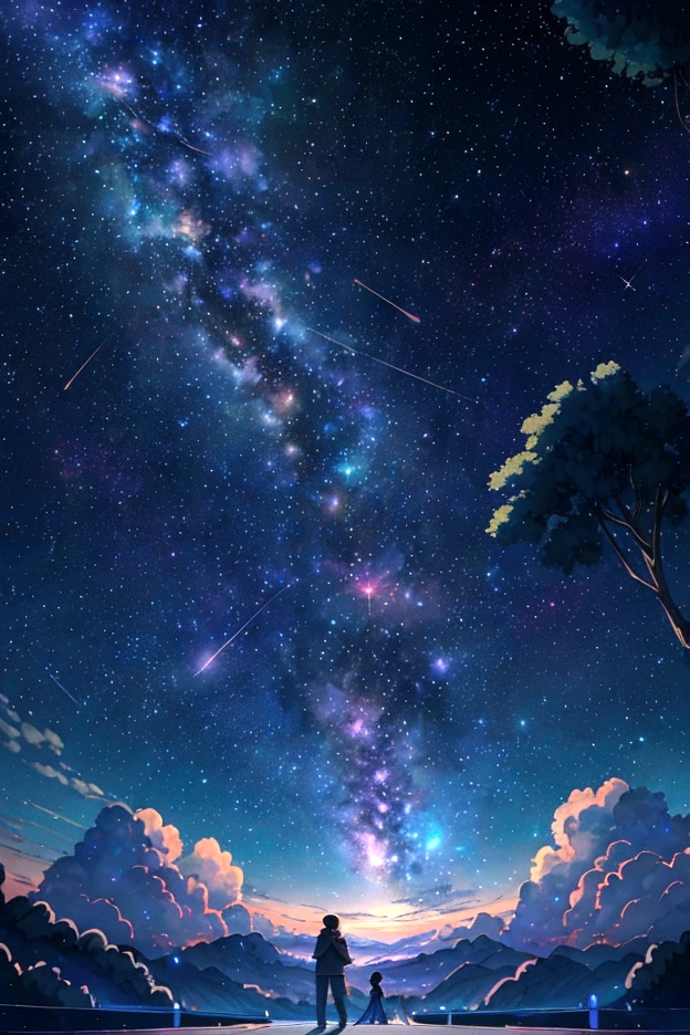 Iridescent幻想的なNight Sky、constellation, Iridescentconstellation、Iridescent空包み込まれそうな瞬間,Astronomical observation、Planetarium、Meteors、colorful,美しいconstellation、Three-dimensional,wonderful景色,Night Sky,An atmosphere full of dreams and hope,masterpiece.16K, Ultra-high resolution, to be born,wonderful ,future、Iridescent、The world 30 years from now。