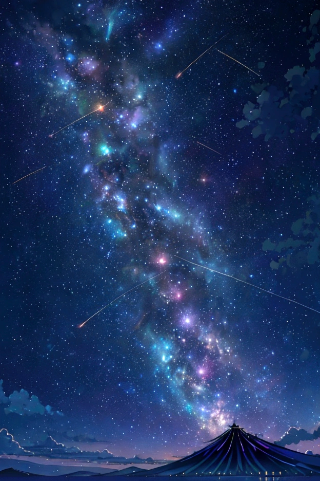 Iridescent幻想的なNight Sky、constellation, Iridescentconstellation、Iridescent空包み込まれそうな瞬間，Astronomical observation、Planetarium、Meteors、colorful，美しいconstellation、Three-dimensional，wonderful景色，Night Sky，An atmosphere full of dreams and hope，masterpiece．16K, Ultra-high resolution, to be born,wonderful ,future、Iridescent、The world 30 years from now。