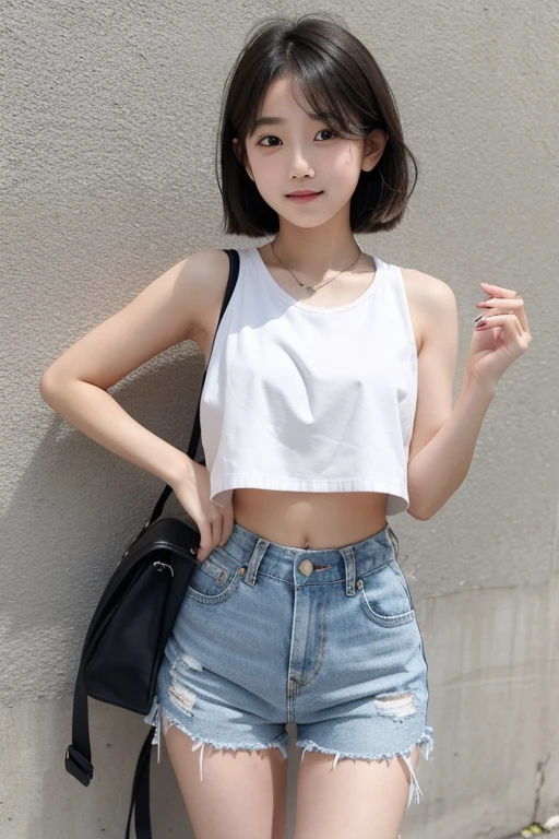 Wear crop tops,Big elementary school student in shorts