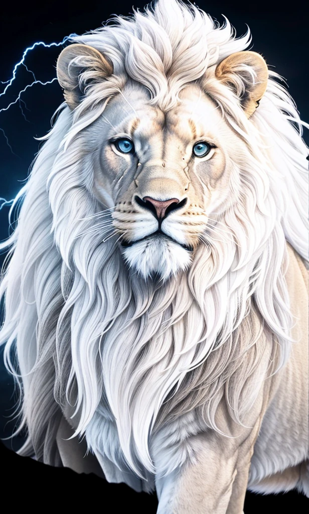 Lion, Divine Lion, naturals, thunder, Realistic Lion, rey, realistic detailed, Sunset light, sky, Sol noturno, realistic detailed 16K, Eletricidade Detalhada 8K, darkness background, Texturas realistas de 8K, Cores photorrealistic 8K, fire azul, realistic detailed Fire Bolt, sky Light Detailed, Power of thunder, Divine realistic, golden crown, golden crown, golden crown, naturey, Linda, Rendering, photorrealistic, UltraHigh definition, 4K, detailed textures, thunder, detailed shadows, detailed colors, neon blue, blue light, lightnings, blue power, naturey Linda, Great Divine, peaceful face, naturalss, lightning, Electric Power Screw, detailed contrast, realistic contrast, high resolution, detailed colors, fire, villany, divine creature, 8K FullHD, realistic detailed, 16K, 8K, High definition, detailed contrast, realistic contrast, high resolution, detailed colors, fire, villany, divine creature, 8K Realistic Lion Face, realistic detailed, posh, elegance