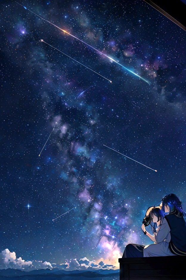 The world seen through a telescope、Iridescent幻想的なNight Sky、constellation, Iridescentconstellation、Iridescent空包み込まれそうな瞬間，Astronomical observation、Planetarium、Meteors、colorful，美しいconstellation、Three-dimensional，wonderful景色，Night Sky，An atmosphere full of dreams and hope，masterpiece．16K, Ultra-high resolution, to be born,wonderful ,future、Iridescent、The world 30 years from now。