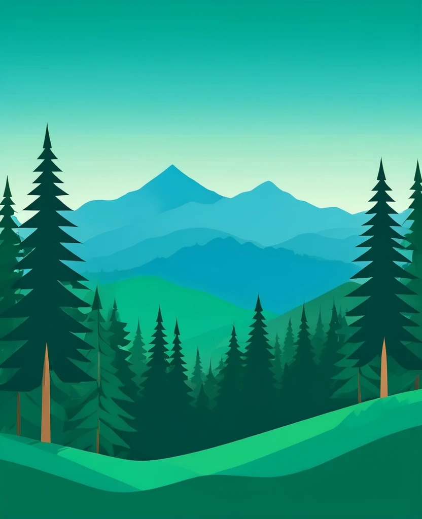 Mountain blue with forest green illustration simple flat design