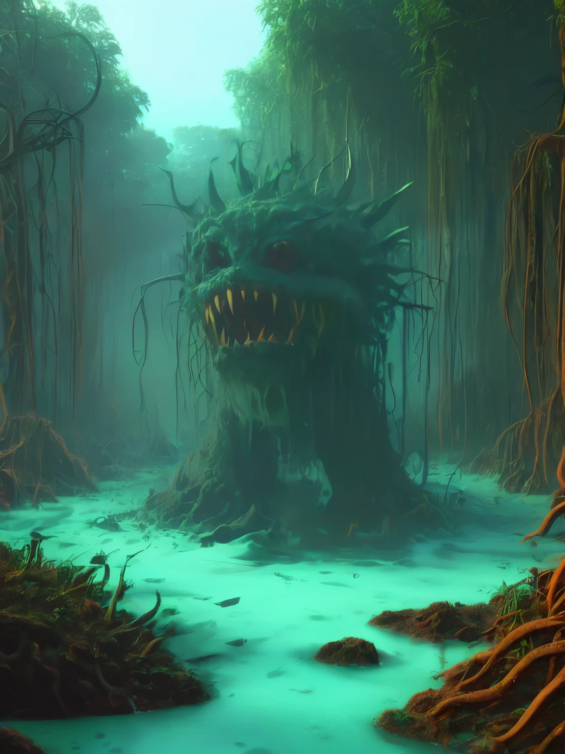 swamp monster, woods
