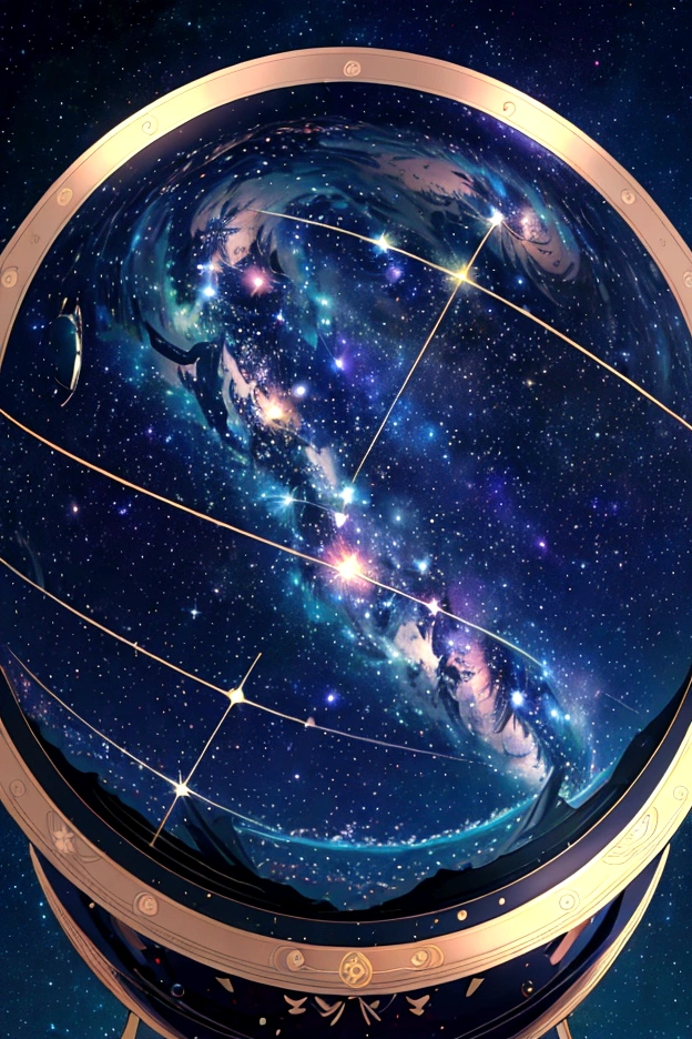 The world seen through a telescope、Iridescent幻想的なNight Sky、constellation, Iridescentconstellation、Iridescent空包み込まれそうな瞬間，Astronomical observation、Planetarium、Meteors、colorful，美しいconstellation、Three-dimensional，wonderful景色，Night Sky，An atmosphere full of dreams and hope，masterpiece．16K, Ultra-high resolution, to be born,wonderful ,future、Iridescent、The world 30 years from now。