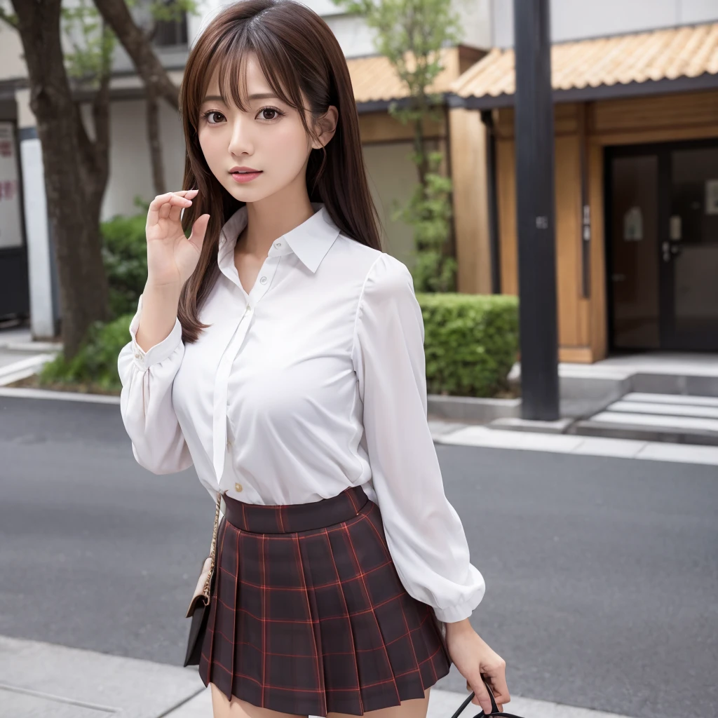 Similar to Aya Ueto、Ultra HD、4K、Japanese women、Great style、Big Breastini skirt、White blouse、