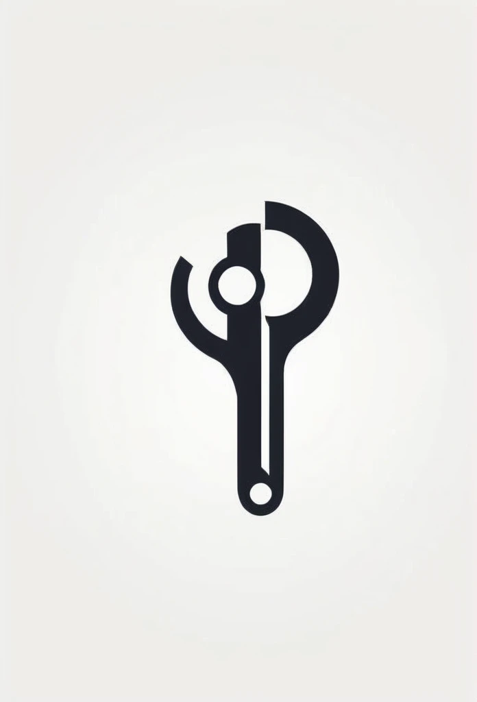 Logo of an industrial company. Just one spanner in the logo. Quite a brainwashed logo. Quite a cool, chic and modern design. Monotone background is pure white.