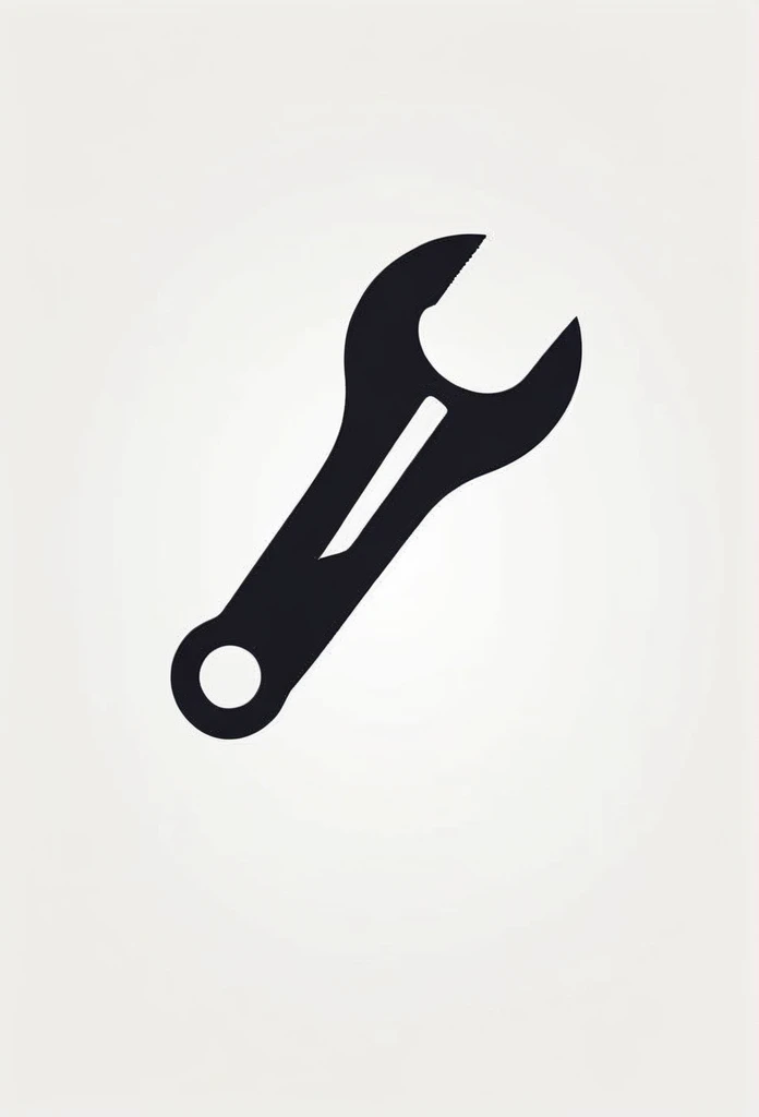 Logo of an industrial company. Just one spanner in the logo. Quite a brainwashed logo. Quite a cool, chic and modern design. Monotone background is pure white.