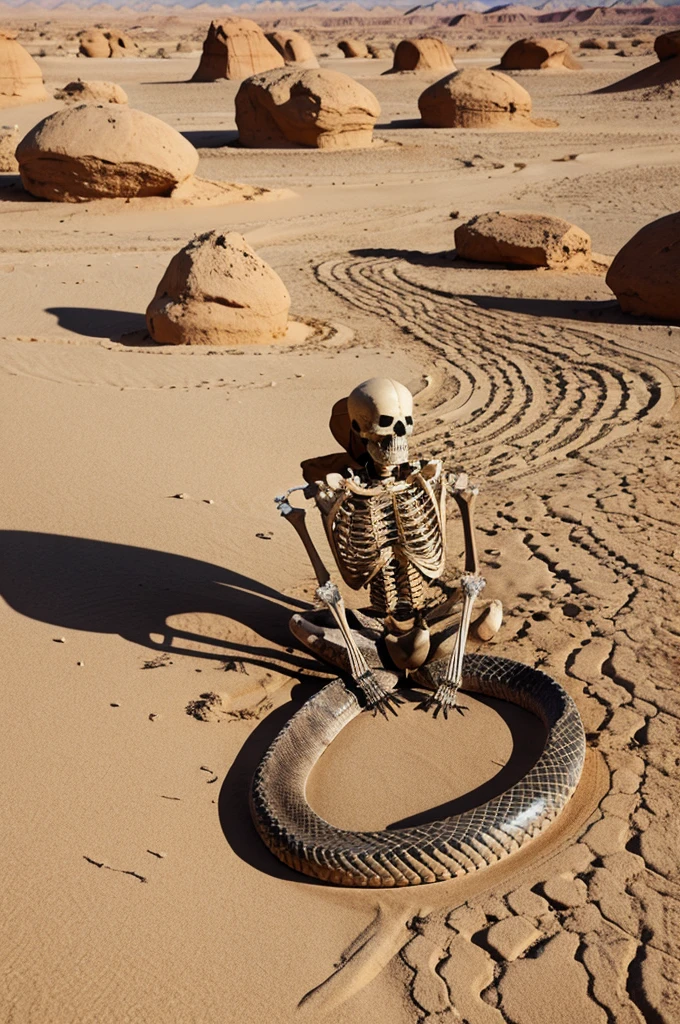 Snake skeleton is desert 